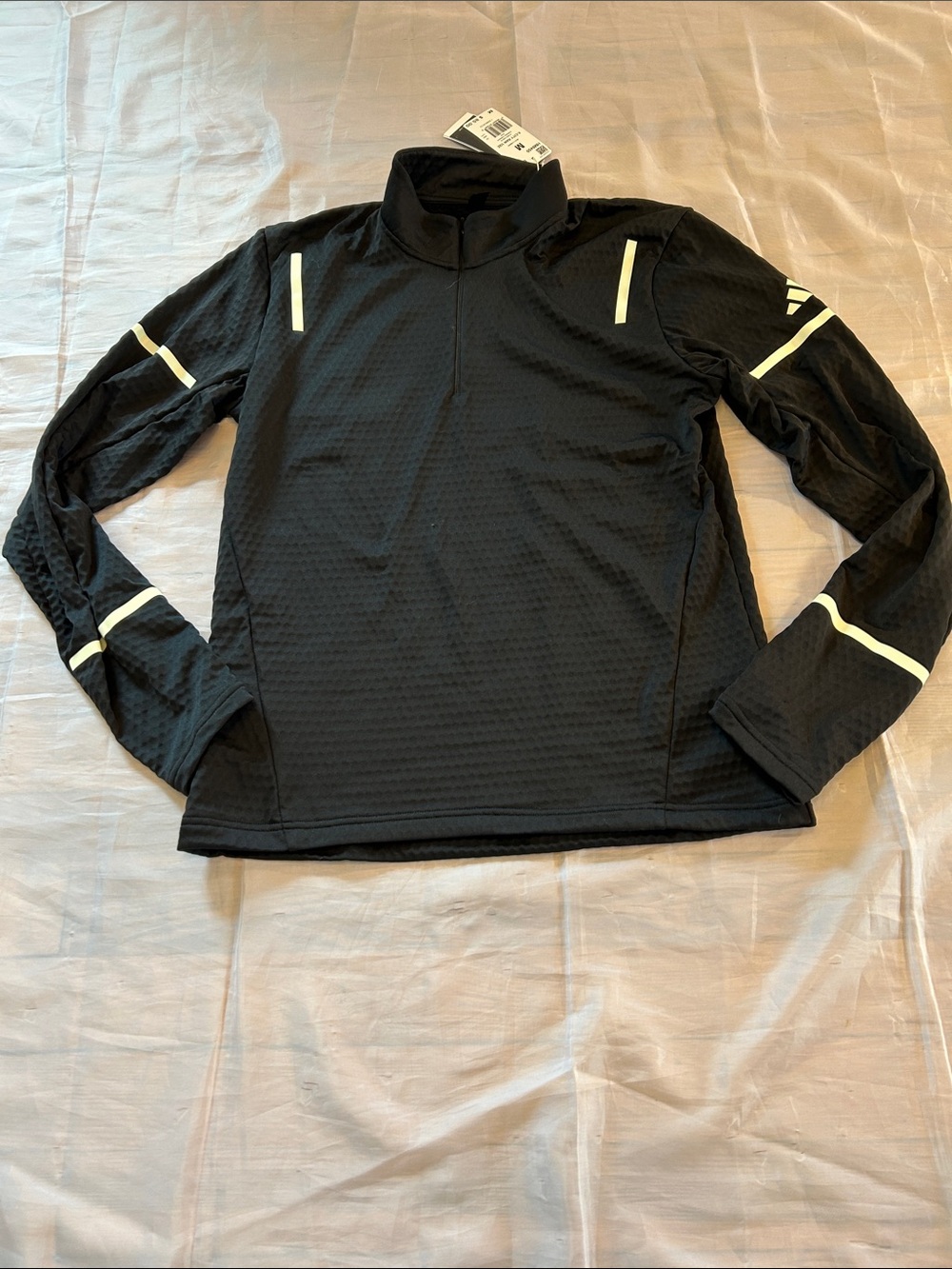 adidas Black Performance Half-Zip Jacket with Reflective Stripes